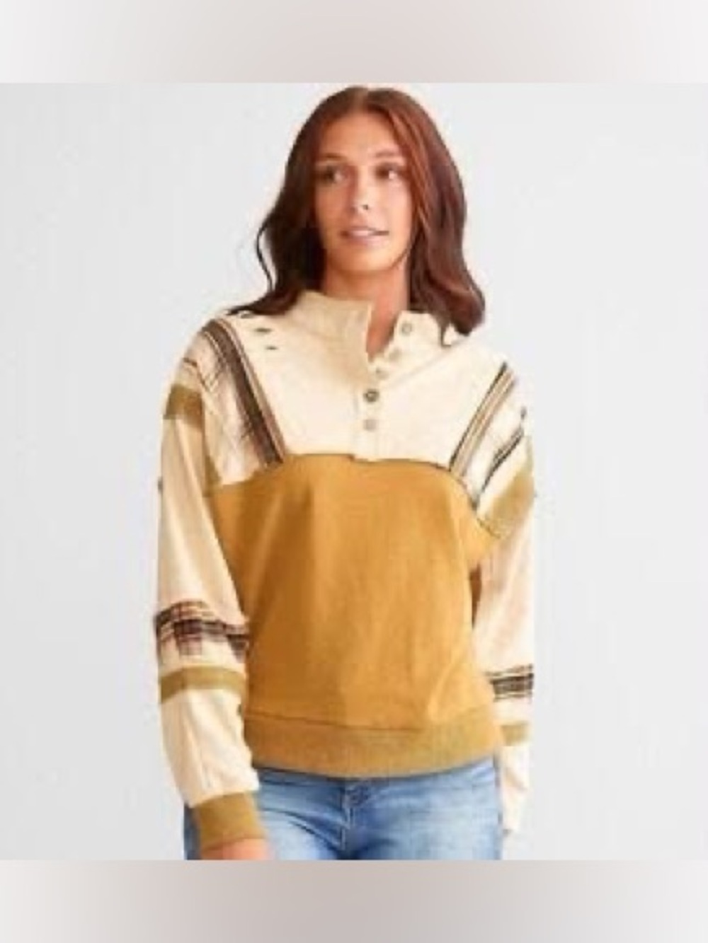 Miss Me Distressed Pieced Pullover Sweatshirt